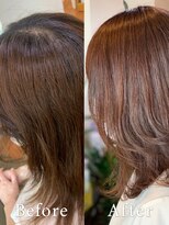 アークスヘアー&nbsp;ピンクべージュ★大人かわいいデザインカラー♪愛されミディ