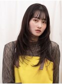 大人可愛い レイヤーロング 顔まわりレイヤー 毛先ワンカール