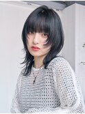 透明感カラー秋色黒髪ボブルフウルフレイヤーロング_F0111