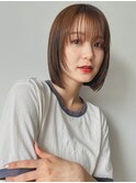 大人ナチュラルボブ顔まわりレイヤー透明感シアーベージュ小顔