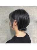 くびれヘアアプリコットオレンジ夏ハイライトカラー黒髪ショート