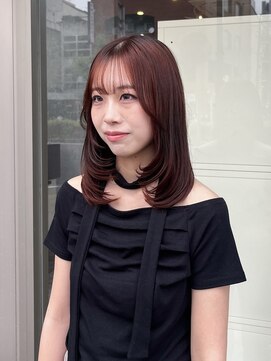 ミニム ヘアー(minim hair) 【minim×りの】ミディアムレイヤー/オレンジブラウン