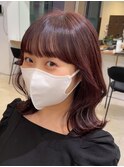 ◎小顔前髪顔まわりピンクブラウンくびれミディアム