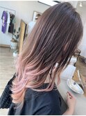 ブリーチバレイヤージュピンクグラデーションレイヤーカット