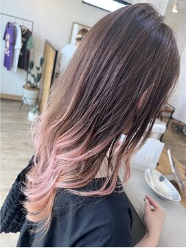 アーブル ヘアーアンドメイク(ARBRE) ブリーチバレイヤージュピンクグラデーションレイヤーカット