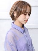 大人可愛い小顔美髪ツヤ髪くすみブラウンひし形ショートA5