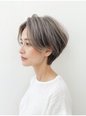 【エレガントショートボブ】シアーグレージュ＆立体レイヤー