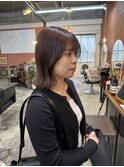 ブリーチなしケアカラーラベンダーブラウンくびれボブ韓国ヘア