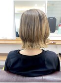 くびレイヤーグレーベージュニュアンスカラー白髪染め白髪ぼかし
