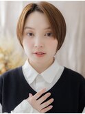 マロンベージュ前髪なしショートマッシュa戸頭20代30代40代