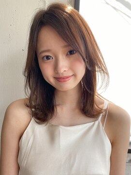 エトラ 渋谷店(etora) 小顔 前髪 レイヤーカット オリーブグレー 黒髪"