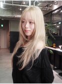 ハイトーンロング顔周りレイヤーブロンド_F21405