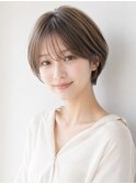 大人のふんわりひし形ショートボブ/前髪あり30代40代