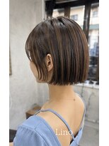 髪質改善Lino hair/縮毛矯正/白髪ぼかし/ハイライト/メンズカット【リノヘア】 切りっぱなしミニボブ/ナチュラルハイライト/立体感カラー