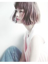骨格補正の切りっぱなしボブ×グレージュ【Belle銀座５丁目】