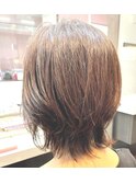 小顔ナチュラル大人かわいい30代40代ボブパーマ マロンベージュ