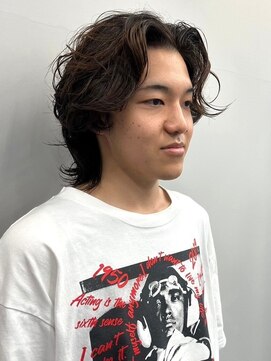 セプト 博多(SEPT.) ミディアムパーマ センターパート ニュアンスパーマ 眉毛
