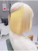 ハイトーンカラーホワイトベージュカラーインナーイエロー