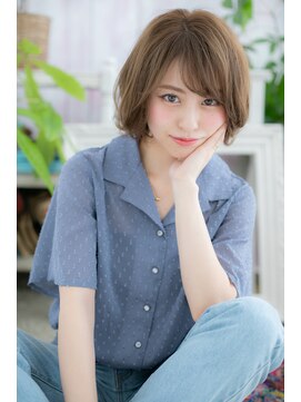 ミック ヘアアンドメイク アップ 駒込店(miq Hair&Make up) 外ハネフレンチカジュアルアッシュオリーブボブカットa1