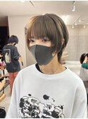 黒髪/グレーベージュ/レイヤーロング/前髪パーマ[鹿児島駅]