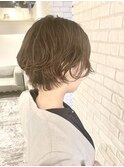 黒髪/グレーベージュ/レイヤーロング/前髪パーマ/