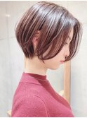 say.こなれミディ前髪なしショートイメチェン秋カラーハイライト