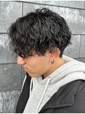 ツイストスパイラルパーマメンズカットセンターパートパーマ