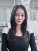 美髪韓国レイヤーイメチェン夏ハイライトカラーくびれヘア