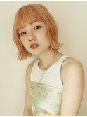オレンジカラー/オレンジベージュ/暖色カラー/ボブ/ミニボブ