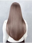 ロング顔周りレイヤー韓国ヘアグレージュ_ba578632