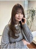 大人可愛い前髪ありロングレイヤー/透明感カラー