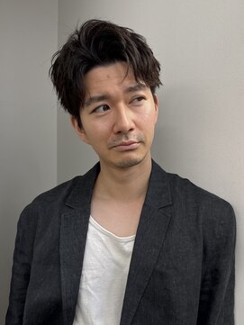 ガーデンタチカワネクスト(garden tachikawa next) 大人男子ヘアビジネスヘアアップバングセンターパート短髪30代