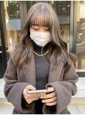 【中澤彩乃】透け感オリーブベージュレイヤー顔まわりカット前髪