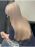 9500渋谷ブロンドホワイトアッシュ髪質改善ストレート韓国ヘア