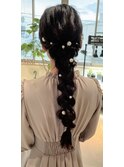 20代30代大人可愛いお呼ばれスタイル編みおろしグレージュ