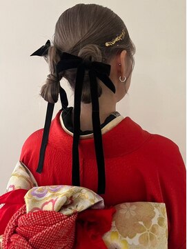 シーン(SCENE) 成人式セット　ツインお団子　リボンアレンジ【天神/今泉】