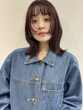 ラミエバイメルト 下北沢(lamie by melt) 顔周りボブミディアム外ハネくびれヘアカシスレッドブラウン暖色