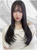 【髪質改善】韓国風ローレイヤー髪質改善ストレートダークグレー