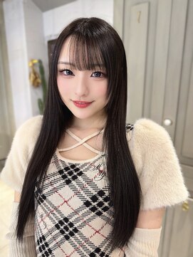 カシュカシュ 表参道(cache cache) 地毛風透明感グレージュカラーアイドル前髪顔周りぱっつん前髪