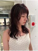 オン眉ミディアムパーマ