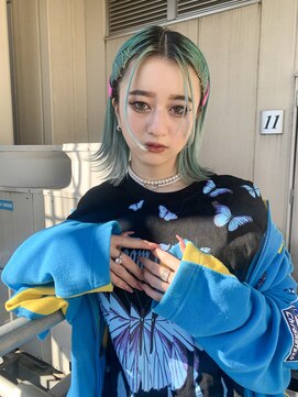 アルバム 銀座(ALBUM GINZA) アレンジボブ_アースカラーくびれヘアツートンカラー_49021