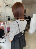ボブ×ピンクブラウン切りっぱなし透明感カラー20代30代