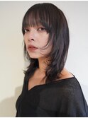 顔まわりレイヤー/切りっぱなし/ボブ/レイヤーカット