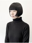 黒髪小顔レイヤーオリーブグレーココアベージュミニボブ
