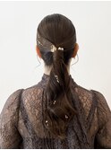 タイトポニーテールアレンジ 結婚式お呼ばれ二次会ヘアに