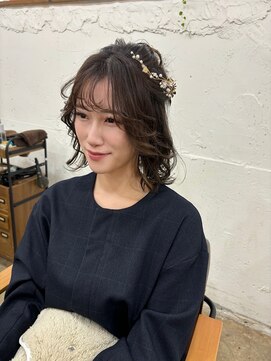 シエン 恵比寿(CIEN) 長めボブヘアアレンジ/ハーフアップ×シニョン/ふわふわアレンジ