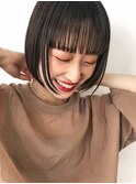 大人可愛い切りっぱなしぱっつん似合わせカット【AMU/自由が丘】