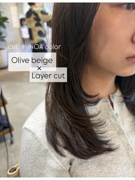 ティーズピーク(ty s peak) 【cut+iNOA color】 Layer style × Olive beige