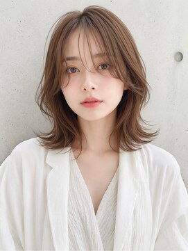 ノア 三宮店(NOA) 【NOA】韓国風くびれミディ顔まわりレイヤー透明感ベージュ