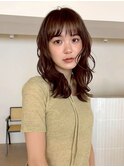 ダークパープル/レイヤーボブ/顔周りレイヤー/ミルクブラウン